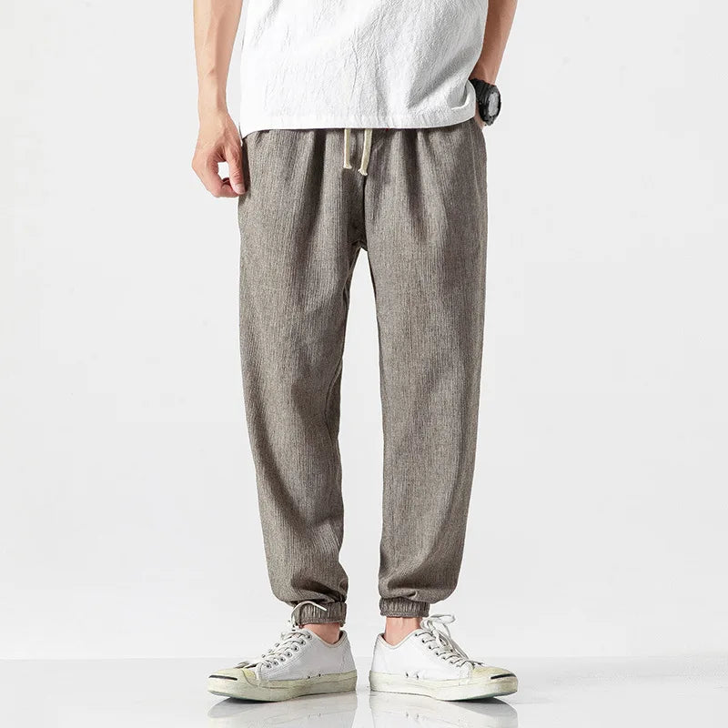Pantalones Harem de Lino Casuales de Algodón
