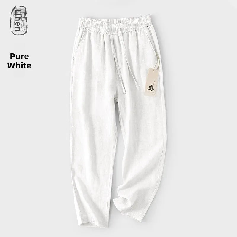 Pantalones de Lino Estilo Chino