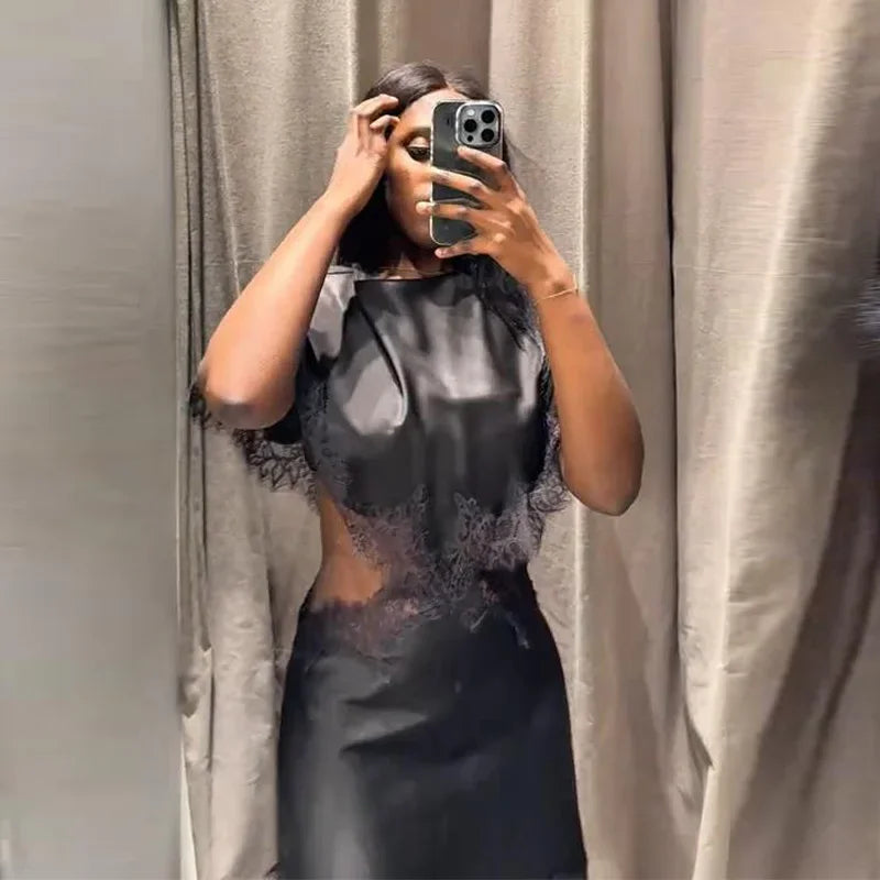 Vestido Sexy de retazos de encaje