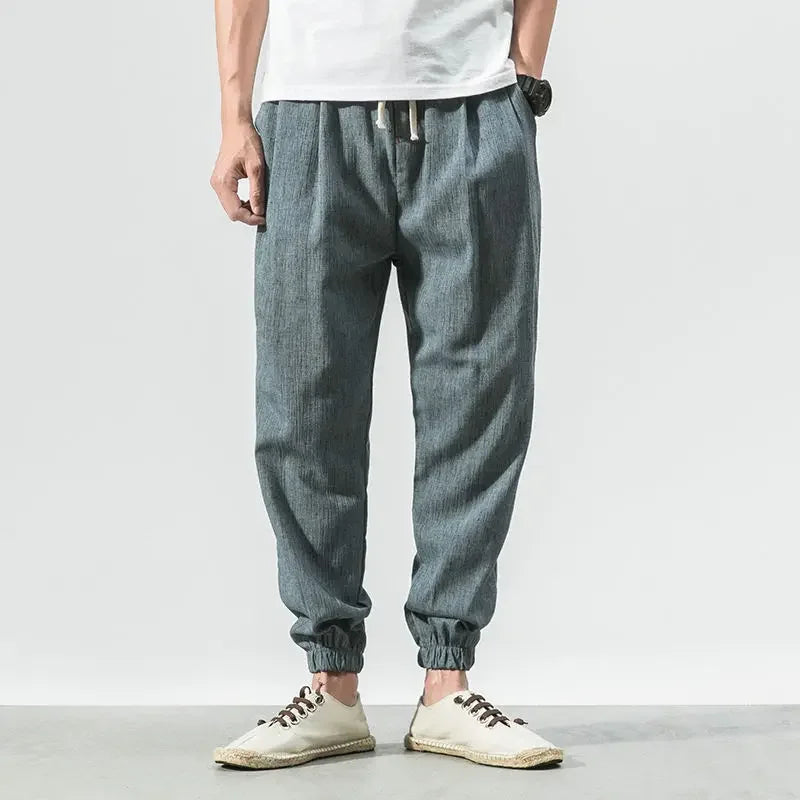 Pantalones Harem informales de lino y algodón