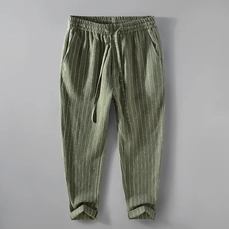Pantalones de Lino y Algodón Transpirables Estilo Casual
