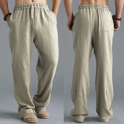 Pantalone ropa informal De algodón y lino