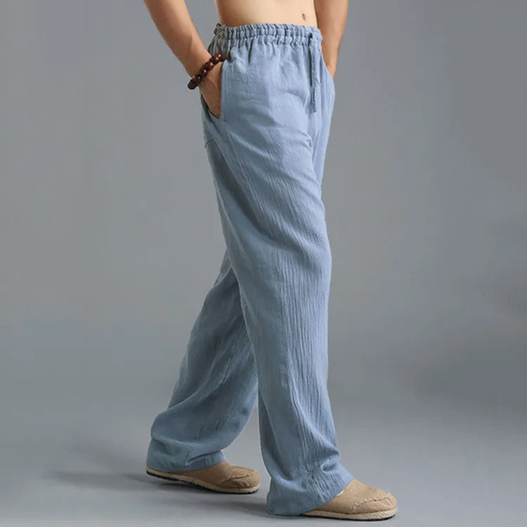 Pantalone ropa informal De algodón y lino