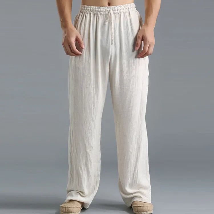 Pantalone ropa informal De algodón y lino