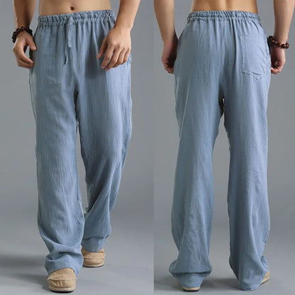 Pantalone ropa informal De algodón y lino
