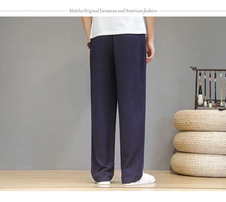 Pantalones de Lino para  Corte Recto, Cintura Elástica