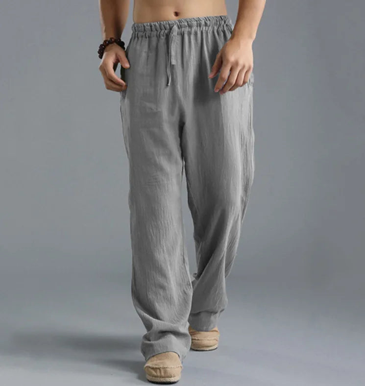 Pantalone ropa informal De algodón y lino