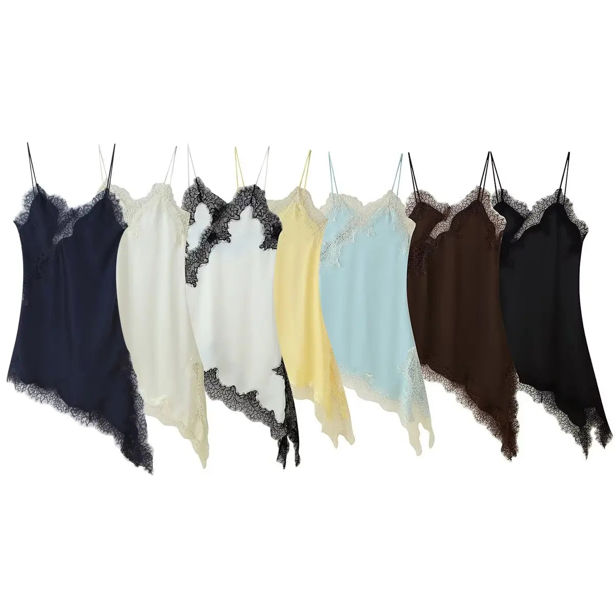 Vestido camisola con paneles de encaje