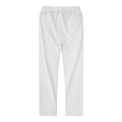 Pantalones de lino y algodón color solido