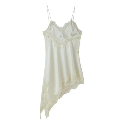Vestido camisola con paneles de encaje