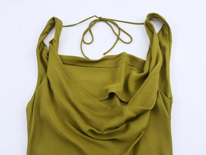 vestido con volantes Casual ajustado sin mangas Midi