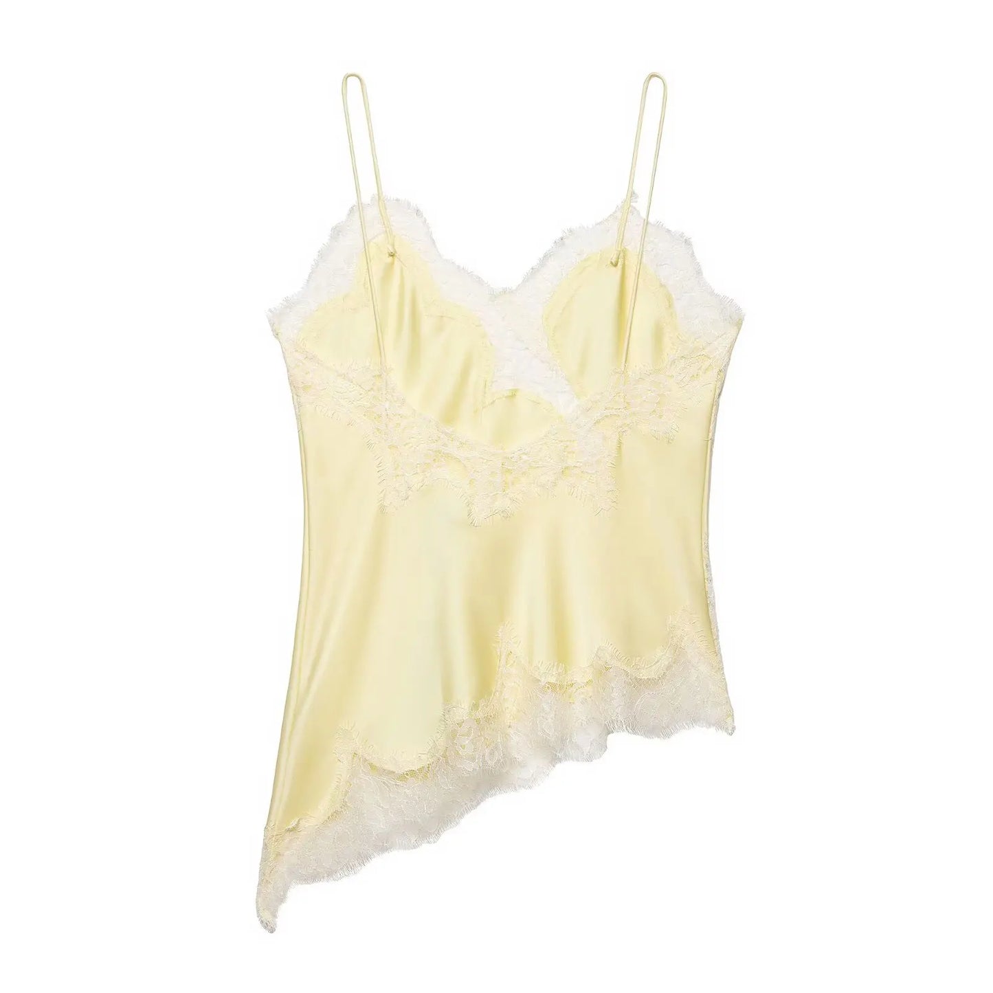 Lace-paneled camisole tops