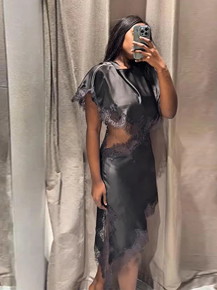 Vestido Sexy de retazos de encaje