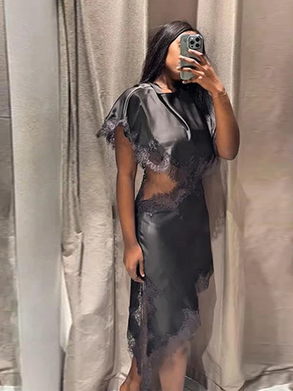 Vestido Sexy de retazos de encaje