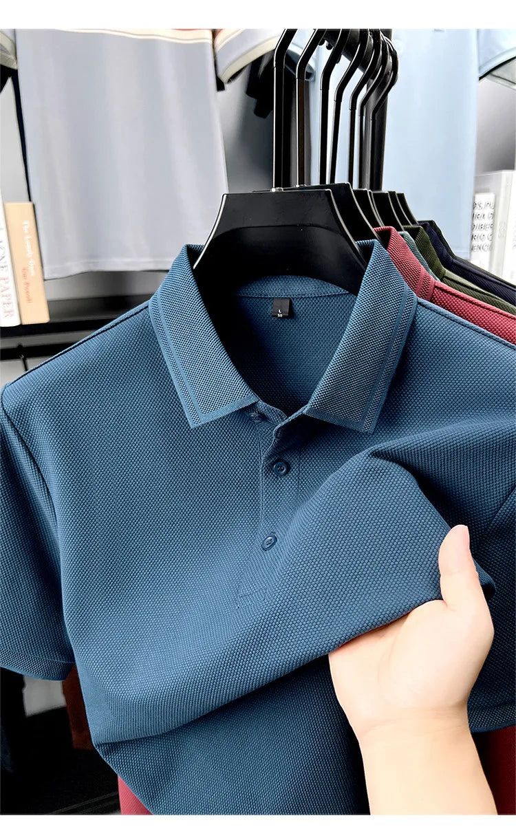 Polo de 76% algodón para hombre: tela texturizada transpirable