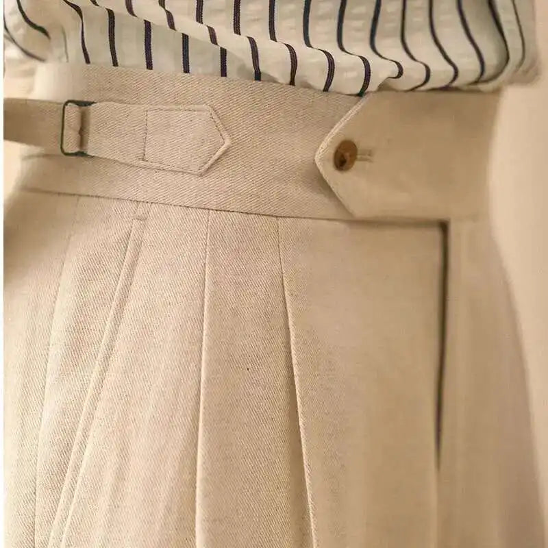 Pantalón de negocios con hebilla de París, drapeado