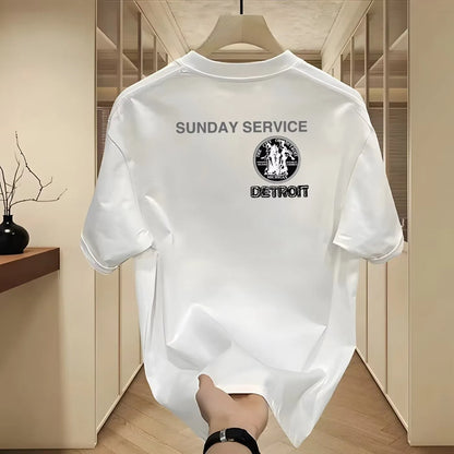 Camiseta Estampada de Estilo Americano 100% Algodón Puro