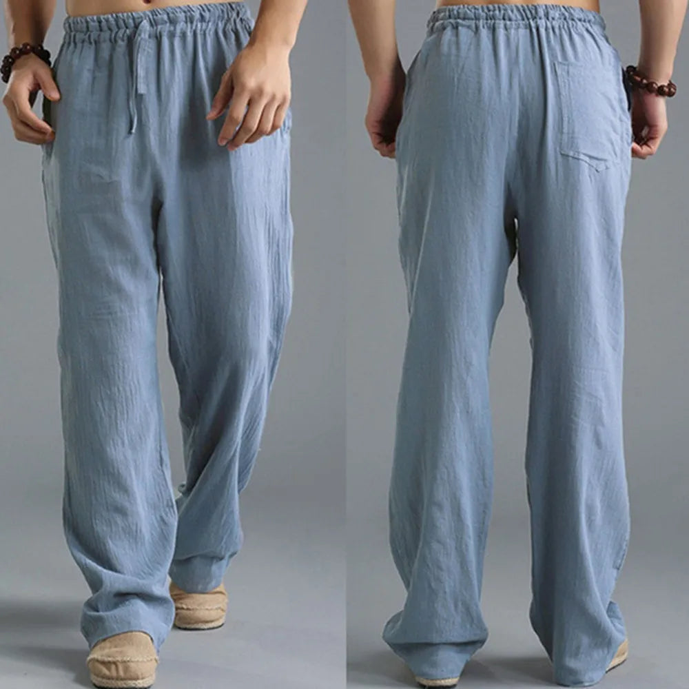 Pantalone ropa informal De algodón y lino
