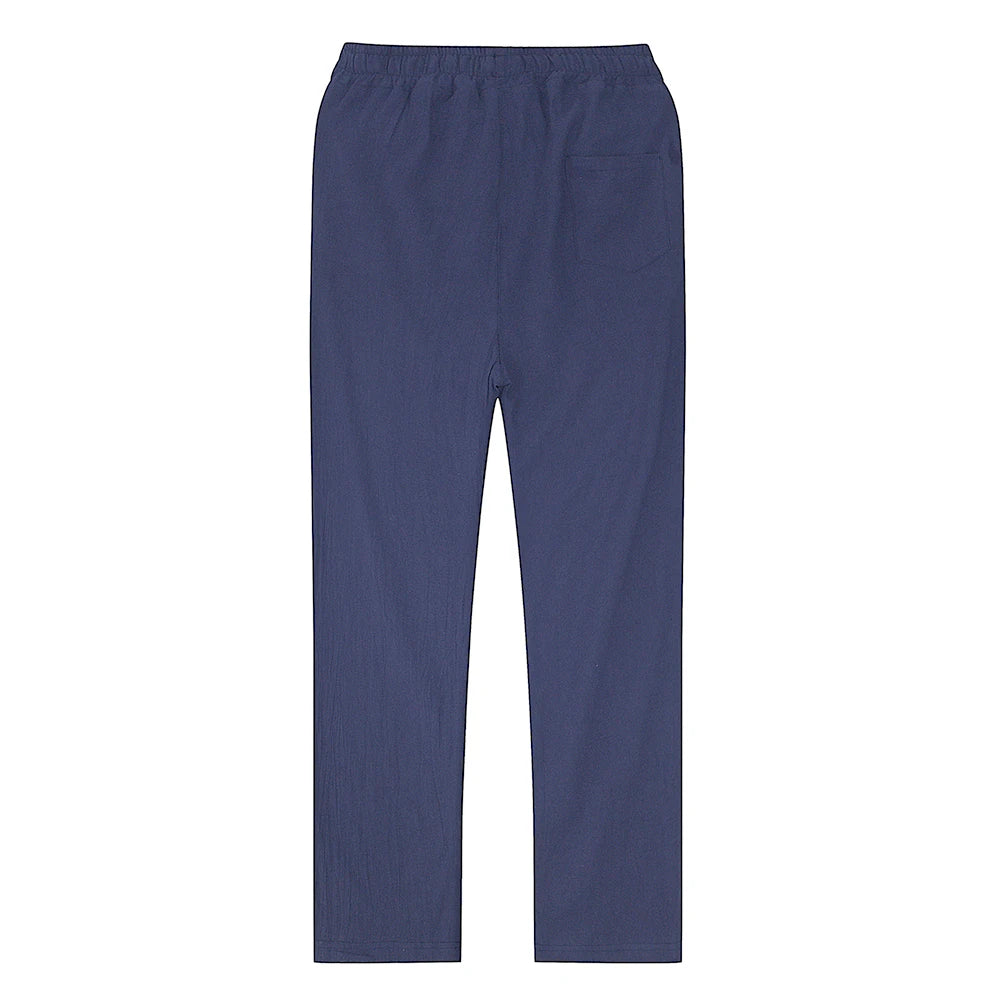 Pantalones de lino y algodón color solido