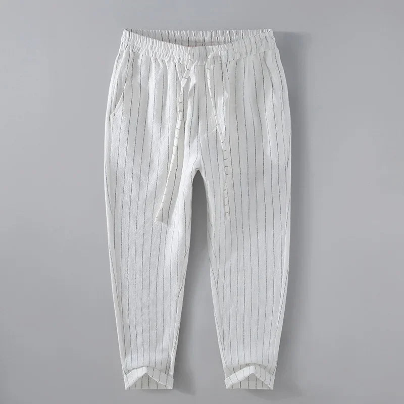 Pantalones de Lino y Algodón Transpirables  Estilo Casual