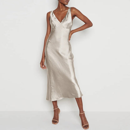 Vestido satinado largo