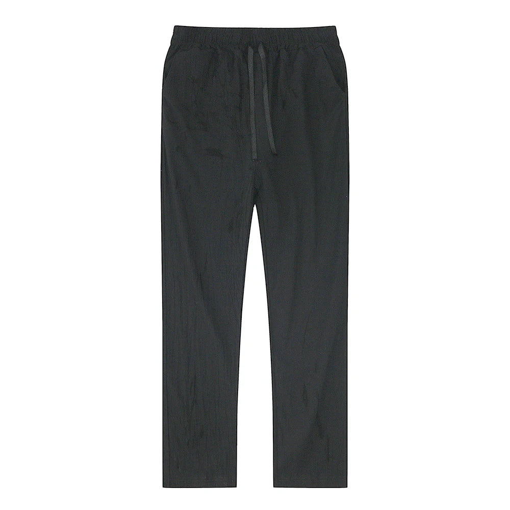 Pantalones de lino y algodón color solido