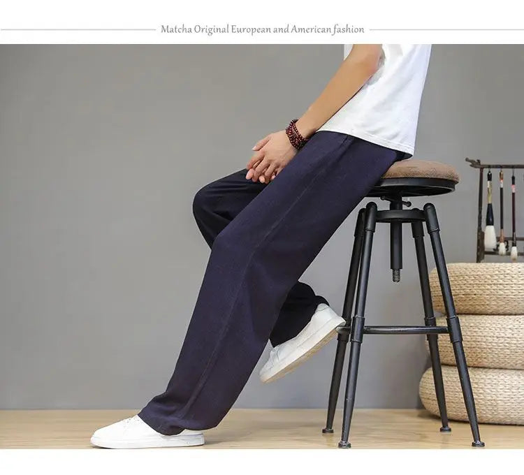 Pantalones de Lino para  Corte Recto, Cintura Elástica