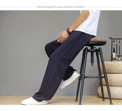 Pantalones de Lino para  Corte Recto, Cintura Elástica