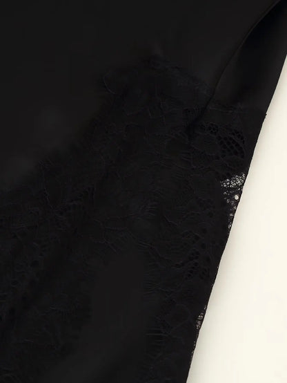 Vestido camisola con paneles de encaje