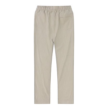 Pantalones de lino y algodón color solido