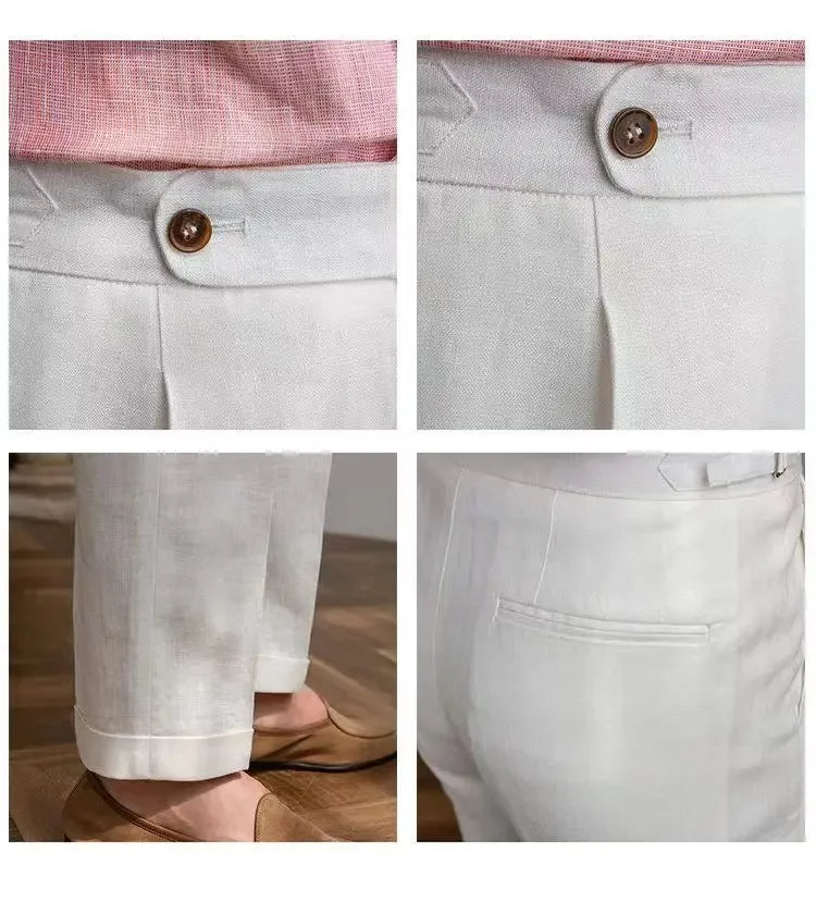 Pantalones italianos de Nápoles 100% de lino