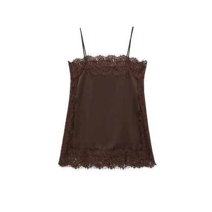 Tops sexis de satén con textura de encaje