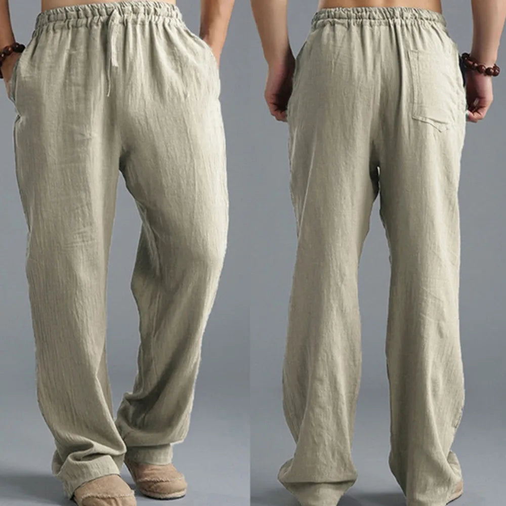 Pantalone ropa informal De algodón y lino