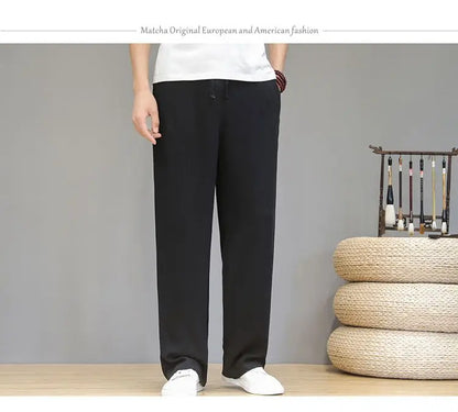 Pantalones de Lino para  Corte Recto, Cintura Elástica