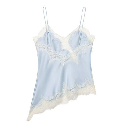 Lace-paneled camisole tops