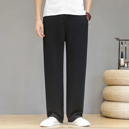 Pantalones de Lino para  Corte Recto, Cintura Elástica