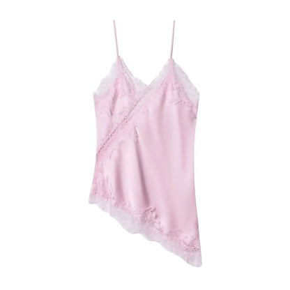 Lace-paneled camisole tops