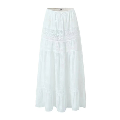 Conjunto de falda de encaje, vestido de verano para mujer, vacaciones en la playa, conjunto Sexy de algodón a juego, trajes de primavera blanco, 2 uds., conjunto femenino 2025