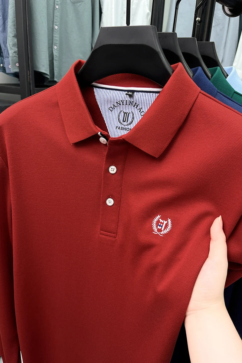 Polo de manga larga de algodón de seda