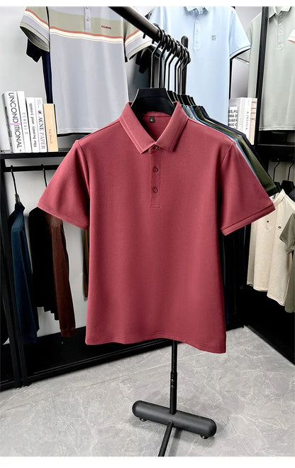 Polo de 76% algodón para hombre: tela texturizada transpirable