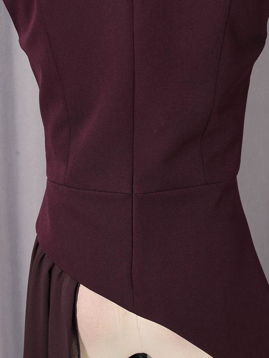 blusa elegante de cintura alta sin mangas con cuello redondo