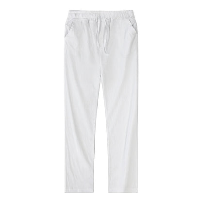 Pantalones de lino y algodón color solido