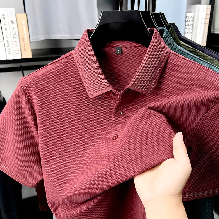 Polo de 76% algodón para hombre: tela texturizada transpirable