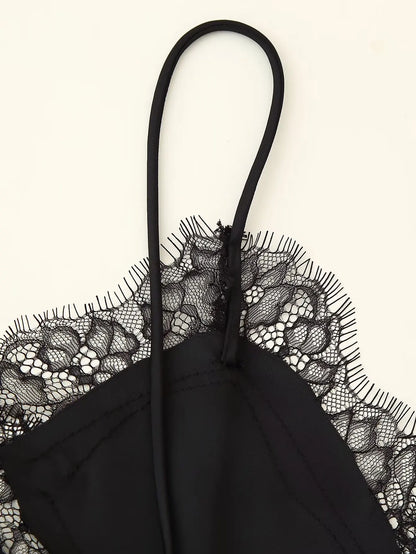 Vestido camisola con paneles de encaje
