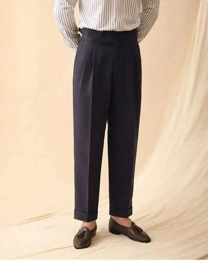 Pantalón de negocios con hebilla de París, drapeado