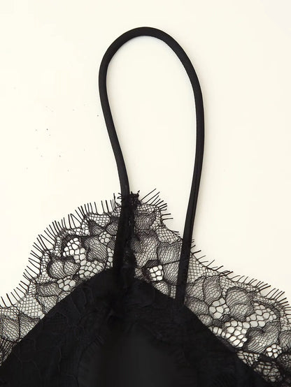 Vestido camisola con paneles de encaje