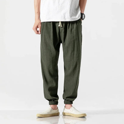 Pantalones Harem informales de lino y algodón