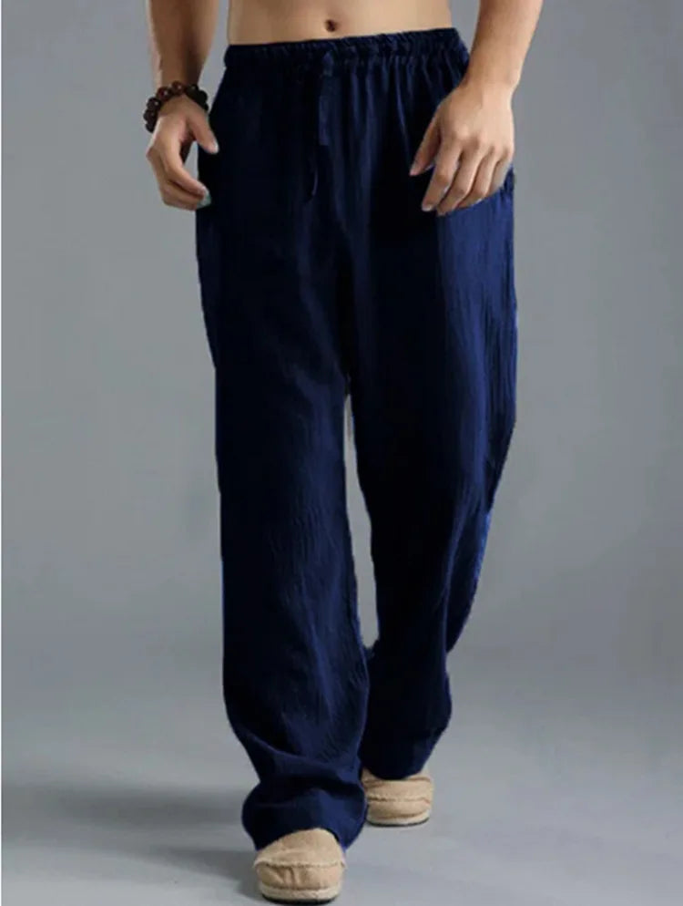 Pantalone ropa informal De algodón y lino