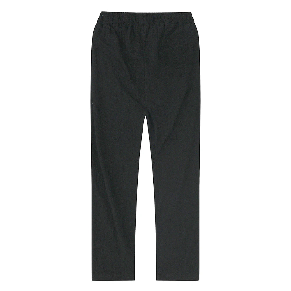 Pantalones de lino y algodón color solido