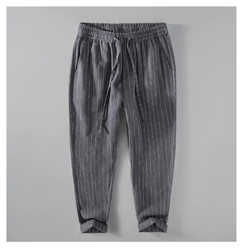 Pantalones de Lino y Algodón Transpirables  Estilo Casual